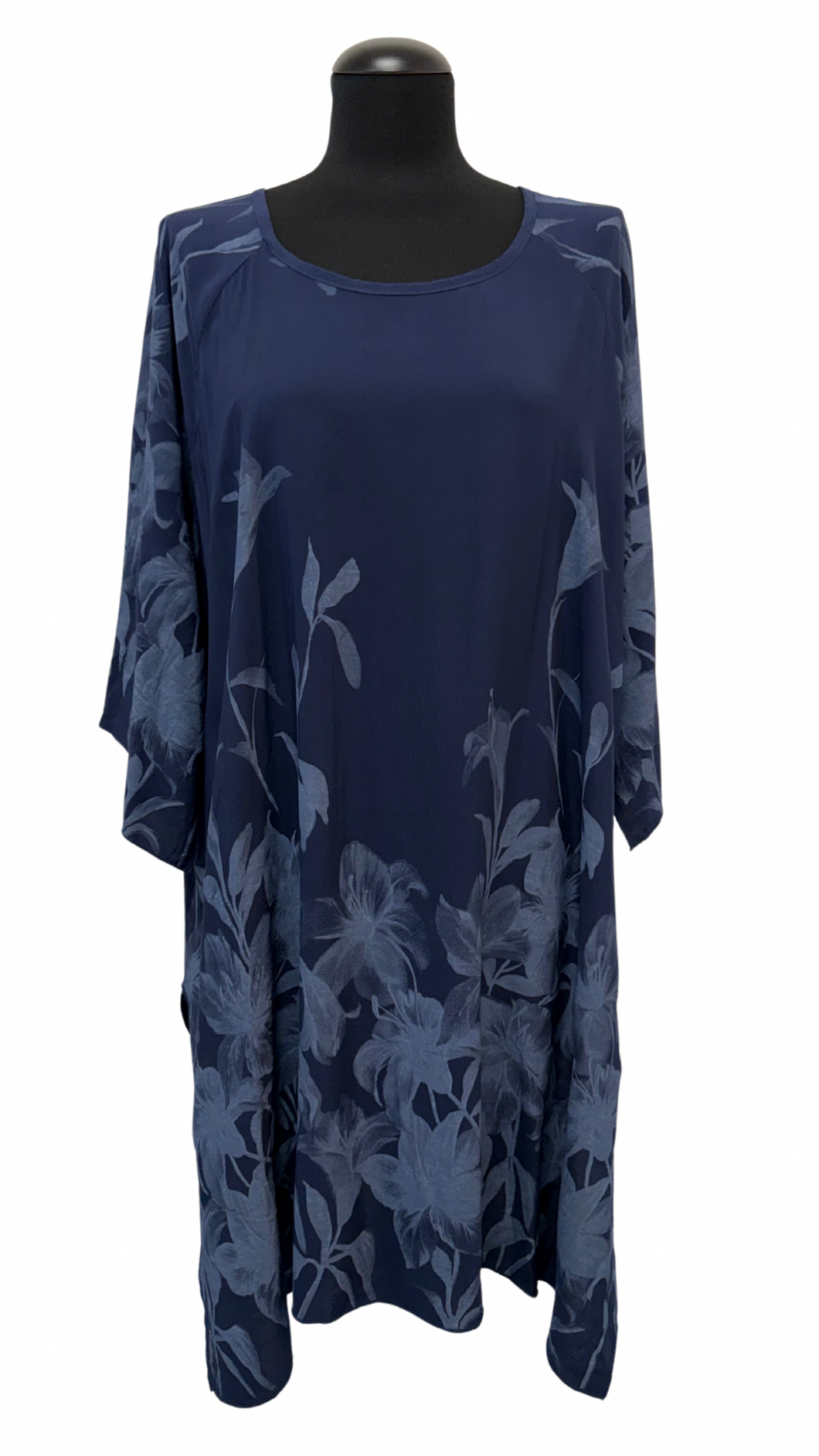 Elegantna tunika iz viskoze, A kroj, UNI vel. 50/52/54, TEMNO MODRA