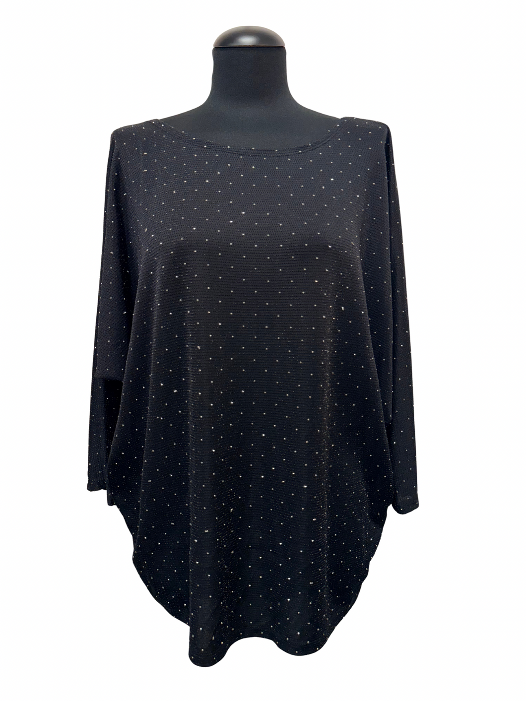 Udobna, elastična tunika, metuljast kroj, UNI velikost do 48, ČRNA