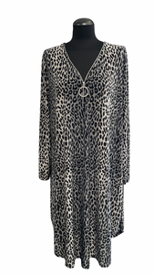 Daljša tunika ali krajša obleka, UNI vel. do 50/52, VZOREC SIV LEOPARD