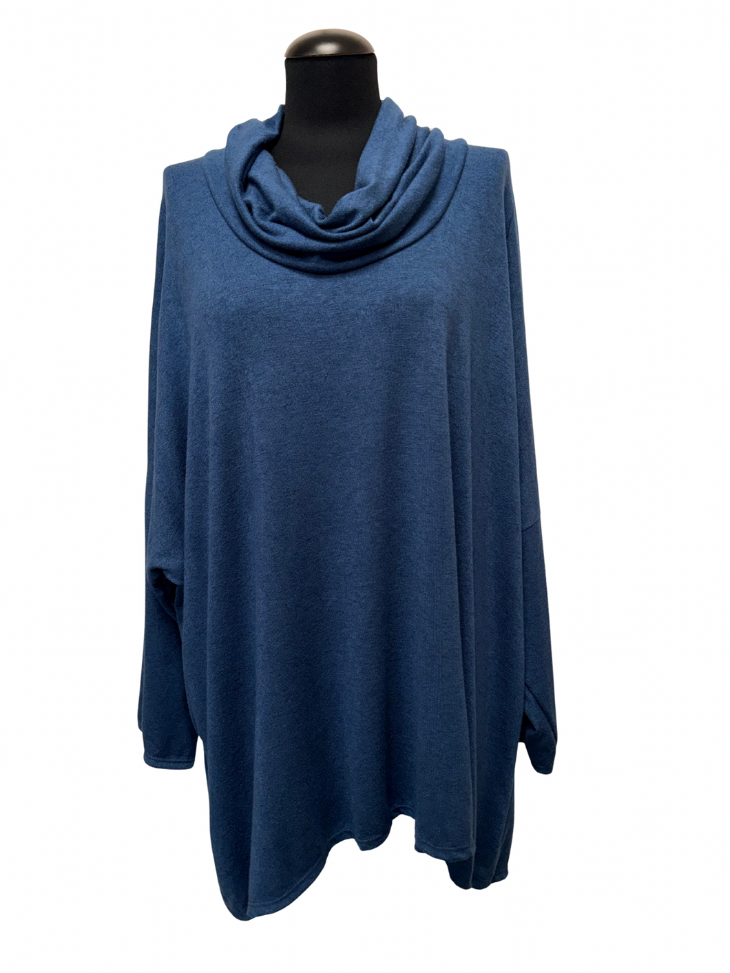 Pletenina, raven kroj, bogat ovratnik, UNI vel. do 54/56, PETROL