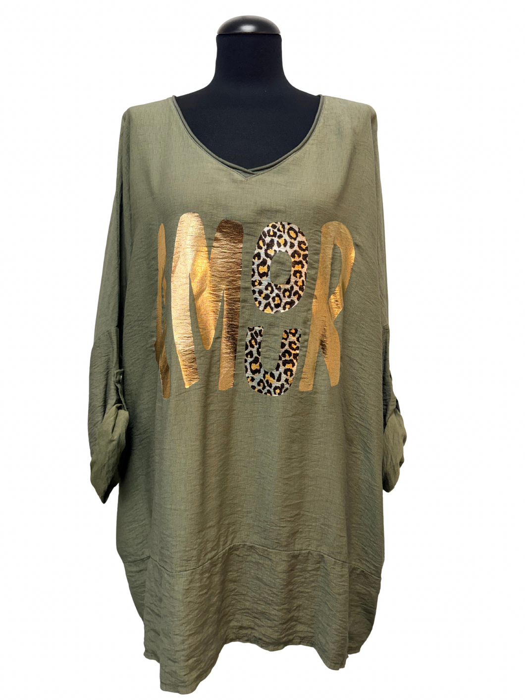 Tunika iz viskoze v V kroju, UNI št. do 50-54, OLIVNA