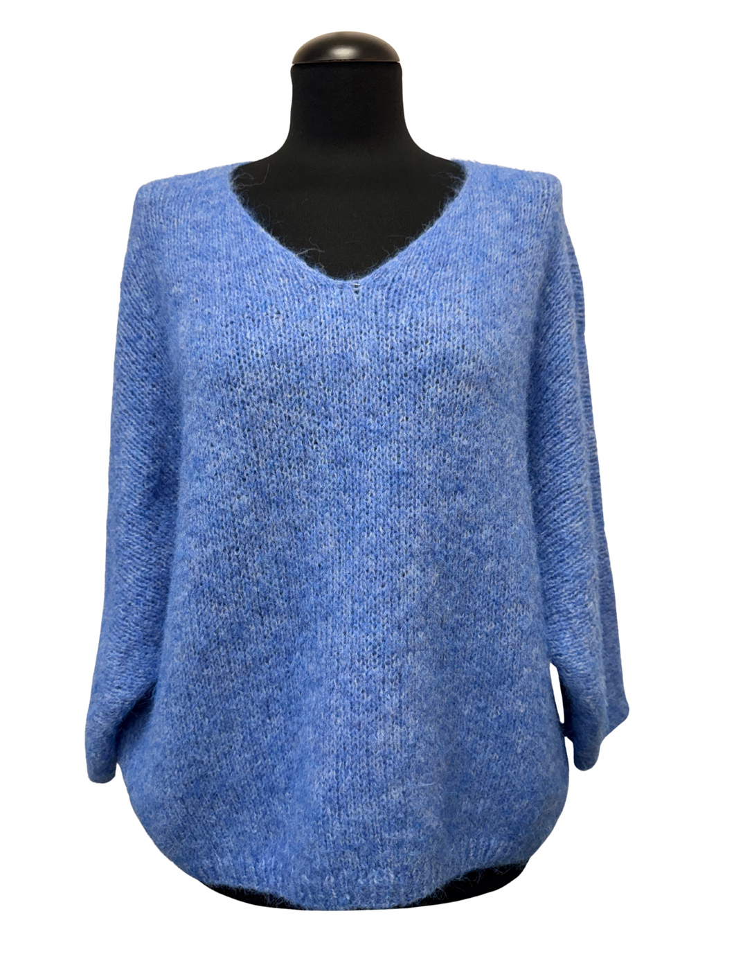 Krajši pleten pulover, UNI vel. do 48, MODER