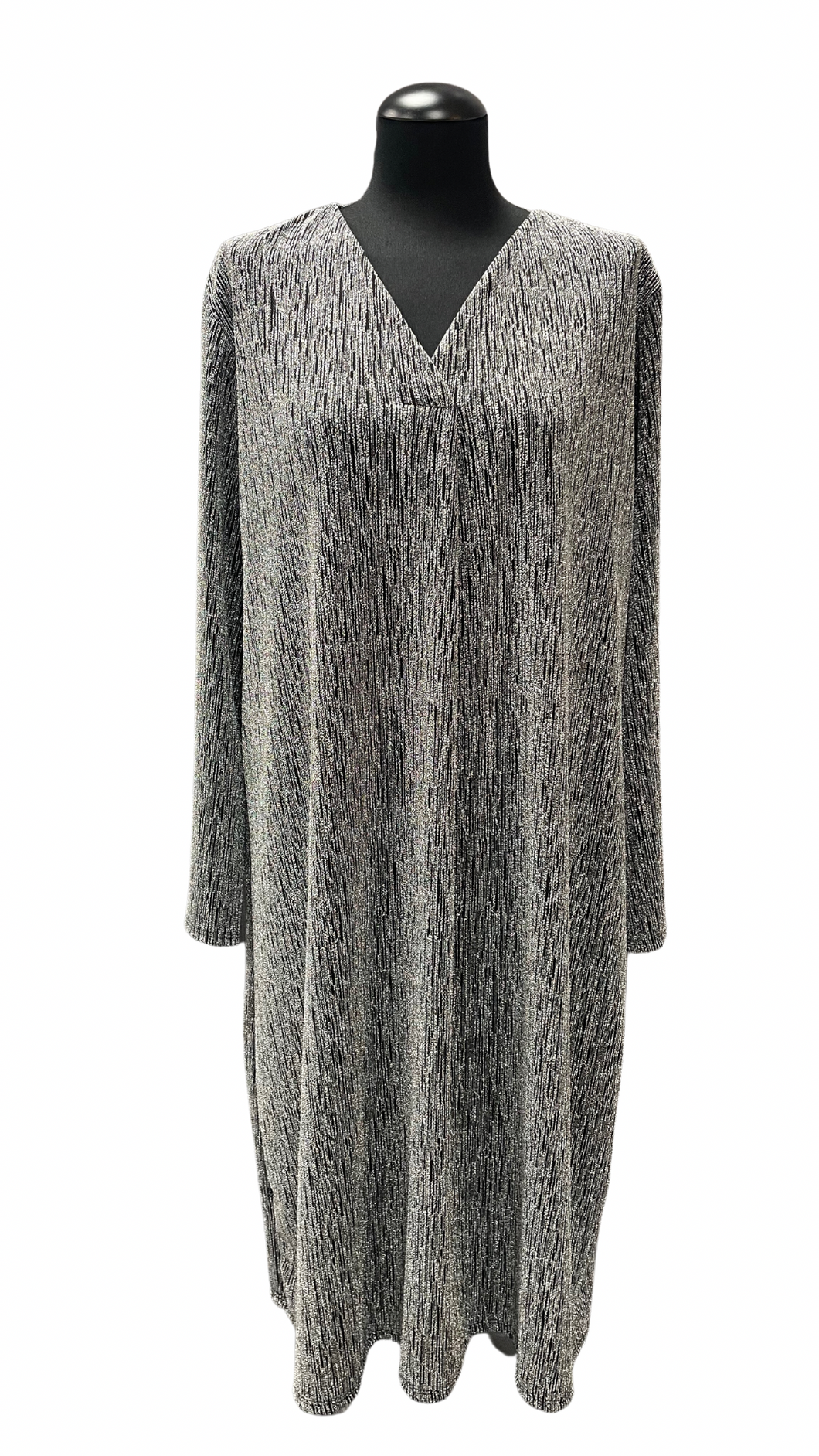 Elegantna obleka, raven kroj, raztegljiv material, UNI velikost do 50/52, SREBRNE BARVE