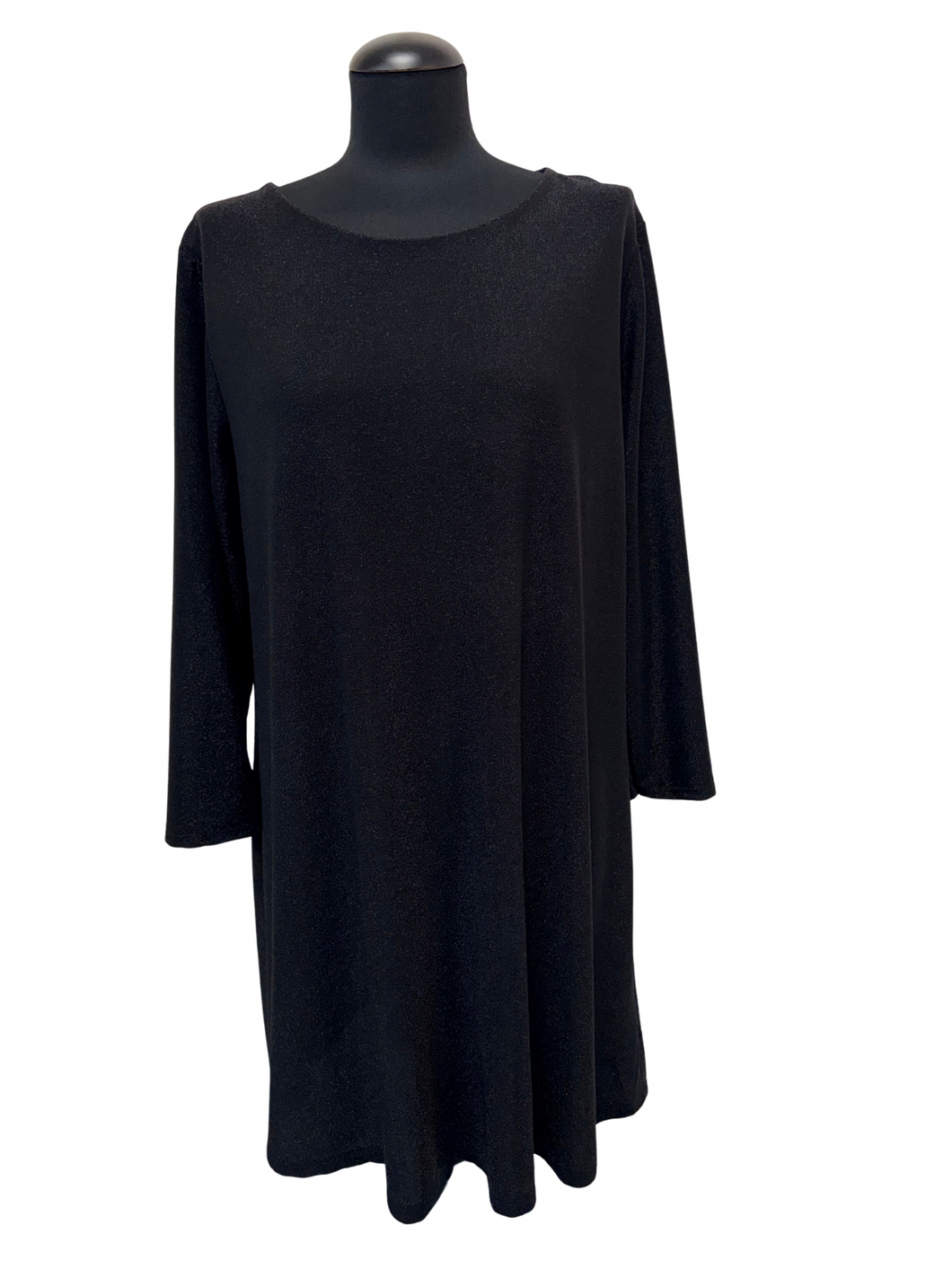 Elastična daljša tunika ali krajša obleka z bleščicami, UNI velikost do 48, ČRNA