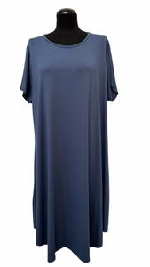 Preprosta obleka v A kroju, UNI vel. do 50/52, JEANS MODRA