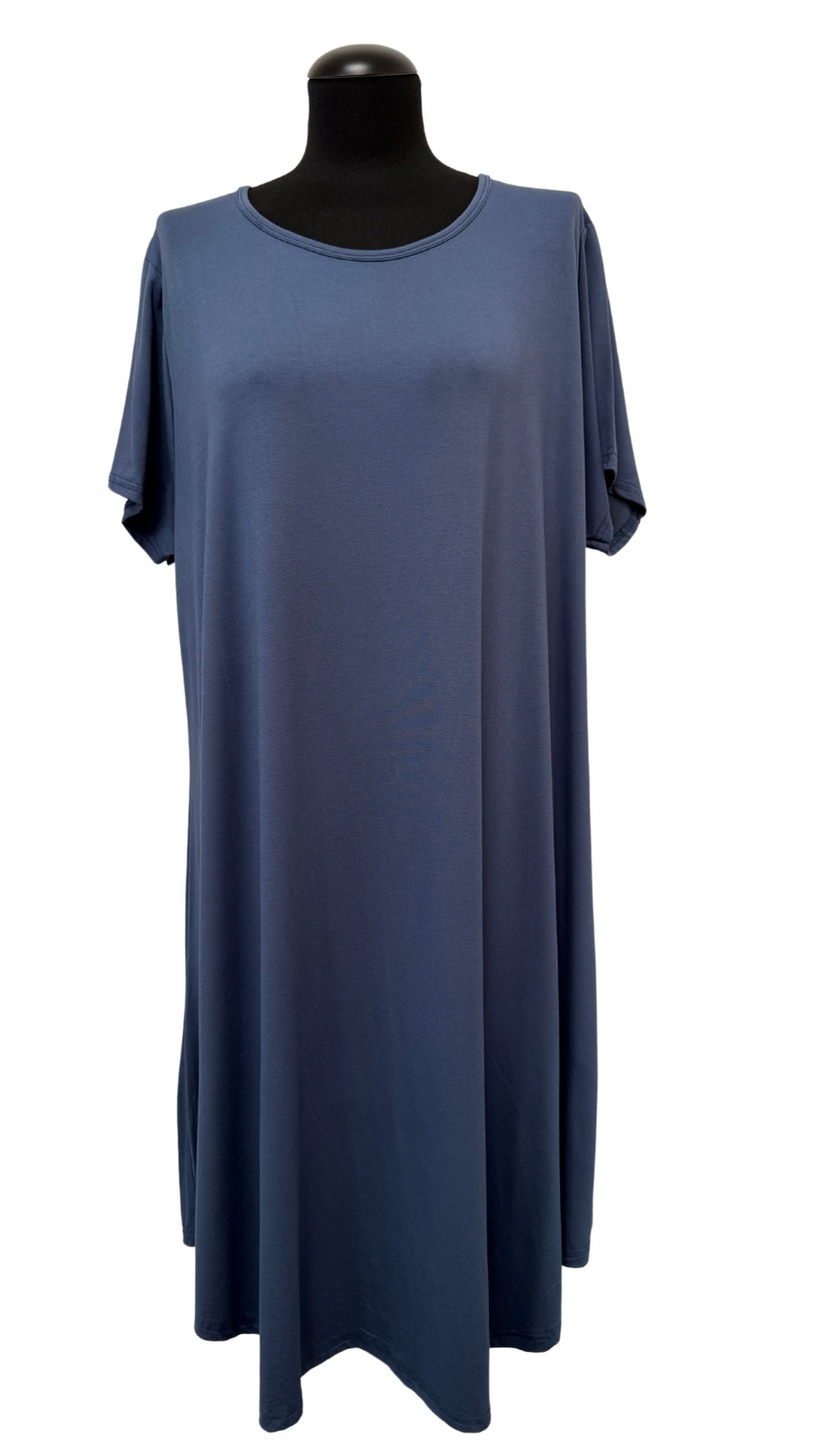Preprosta obleka v A kroju, UNI vel. do 50/52, JEANS MODRA