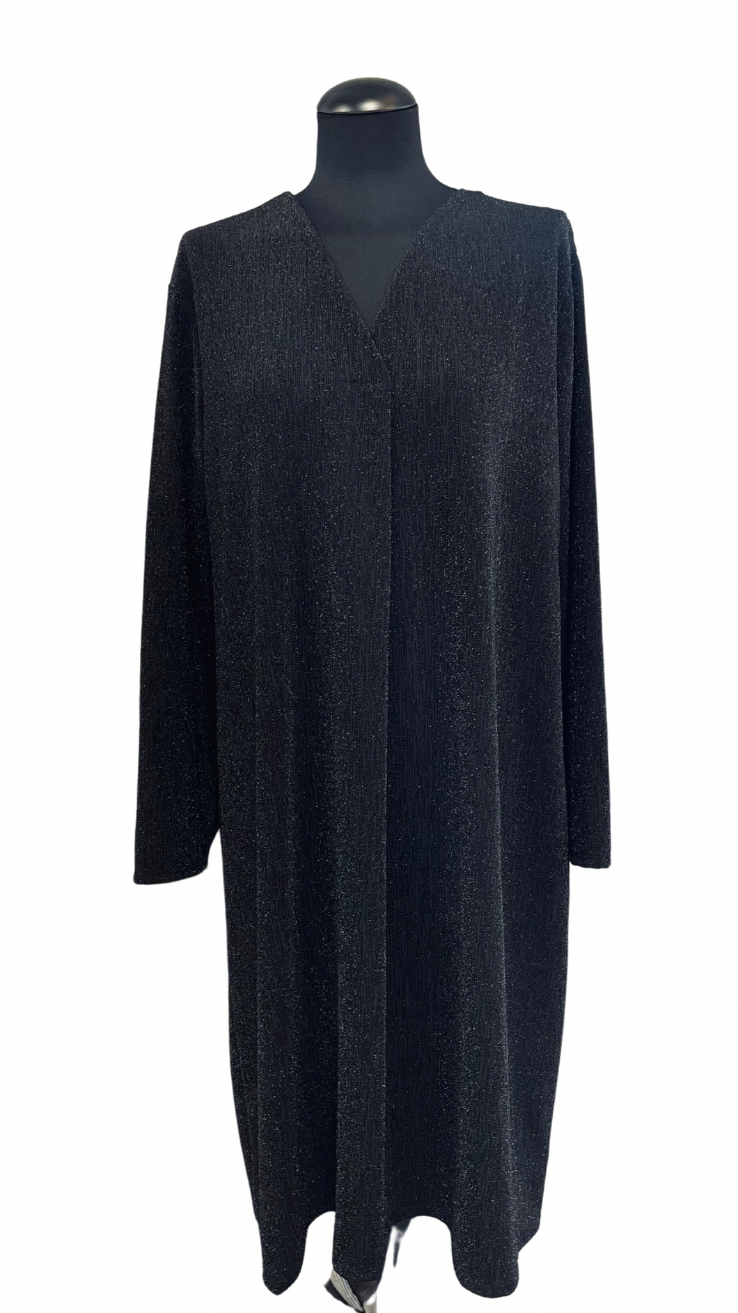 Elegantna obleka, raven kroj, raztegljiv material, UNI velikost do 50/52, ČRNA