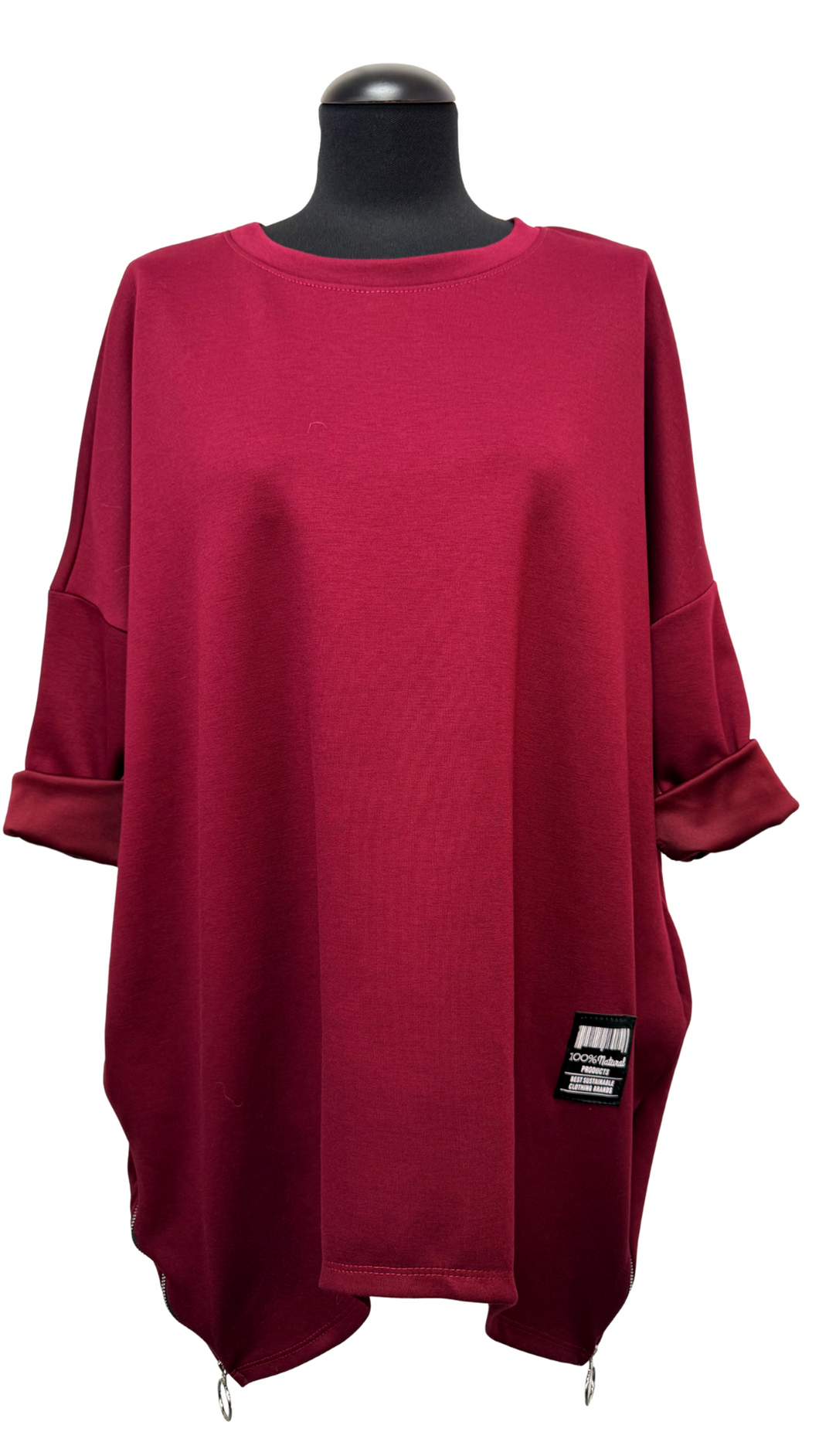 Asimetrična debelejša tunika, UNI velikost do 52, BORDO