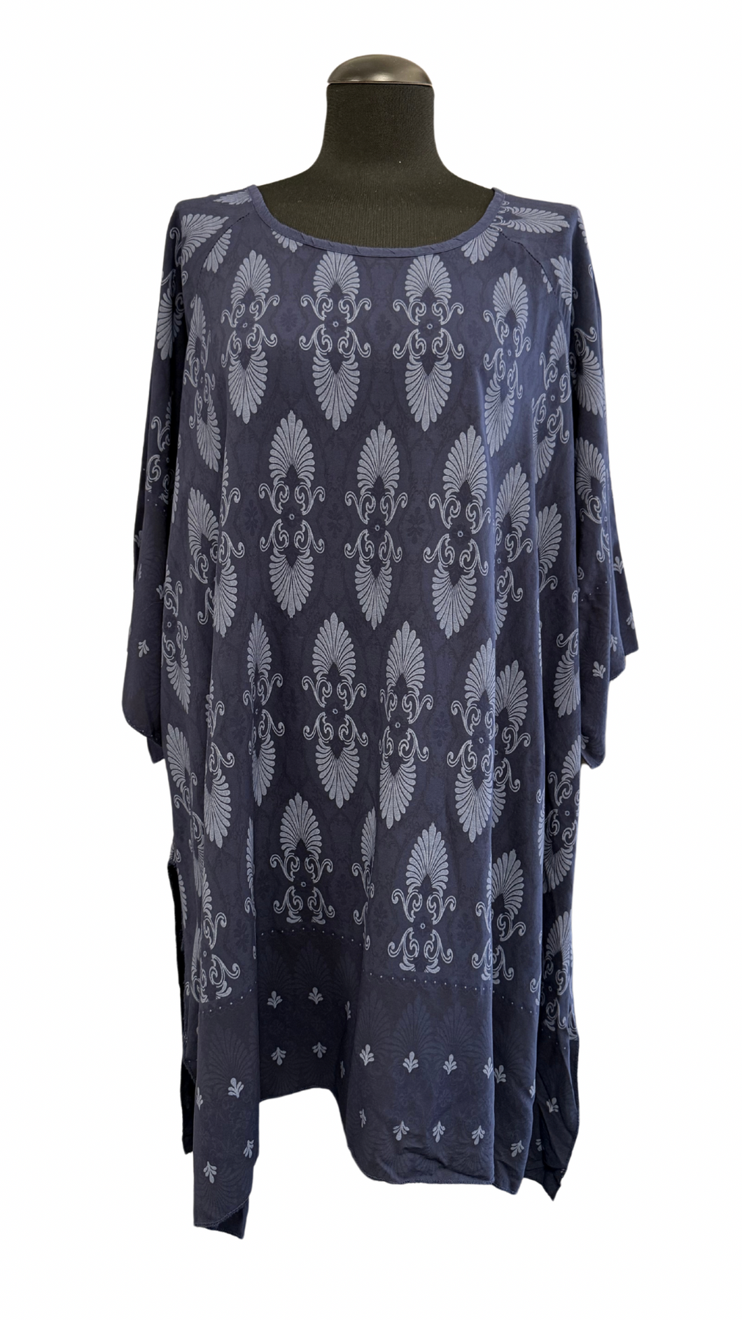 Elegantna tunika iz viskoze, A kroj, UNI vel. 50/52/54, TEMNO MODRA