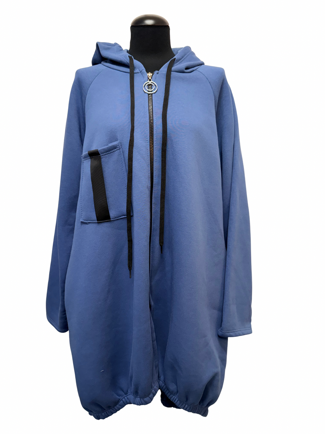 Daljša, topla, kosmatena jopa, UNI velikost do 48/50, MODRA