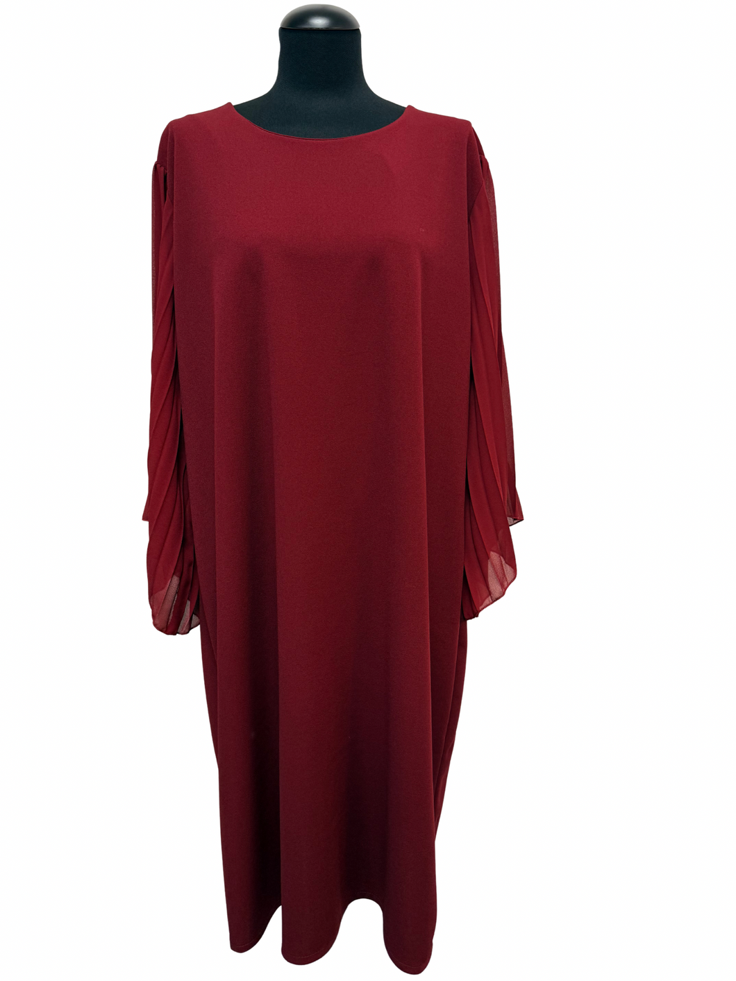 Elegantna obleka, raven kroj, UNI velikost do 48/50, BORDO