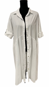 Maxi srajčna obleka, prsni obseg do 115 cm, (UNI vel. do 48),  BELA