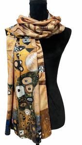 Nežen šal iz mešanice svile in viskoze, motiv slike, KLIMT, TREE OF LIFE (SR2-203)