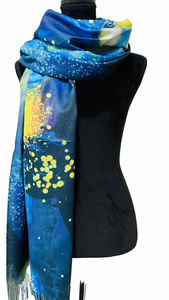 Kosmaten, topel šal iz viskoze, motiv slike V. VAN GOGH, STARRY NIGHT (SRR2-03-1)
