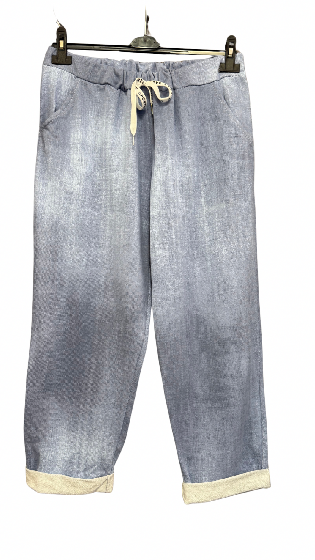 Bombažne raztegljive hlače, UNI vel. do 46/48/50, SVETLO JEANS MODRE