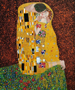 Kosmaten, topel šal iz viskoze, motiv slike KLIMT KISS (SRR2-05)