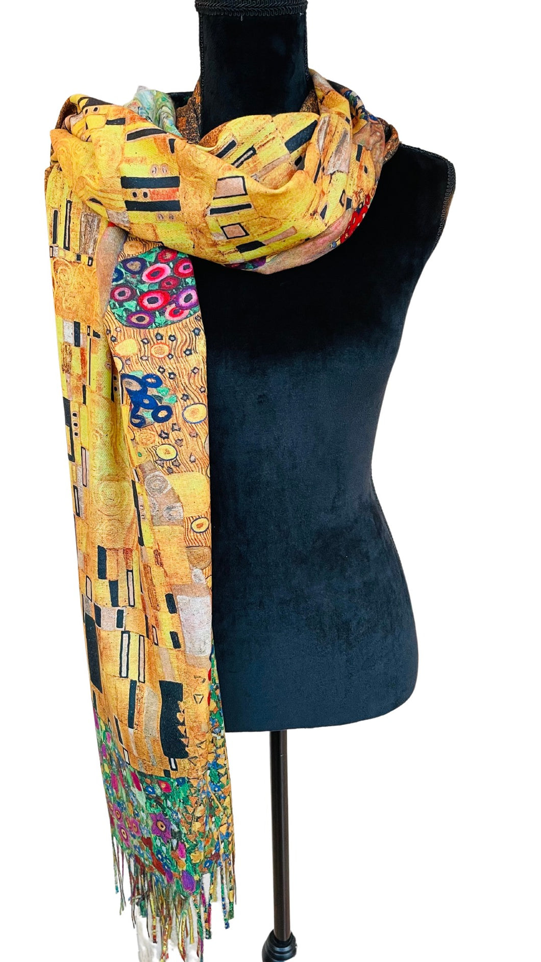 Kosmaten, topel šal iz viskoze, motiv slike KLIMT KISS (SRR2-05)