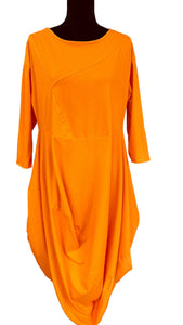 Asimetrična "baggy" obleka iz jerseya, UNI velikost do 48, ORANŽNA