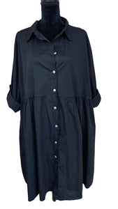 Kratka košulja haljina ili tunika, opseg grudi do 140 cm, (UNI veličina do 56), CRNA